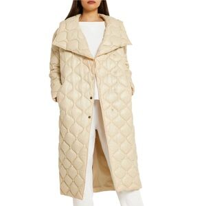 River Island Women's Beige Quilted Coat US 2
